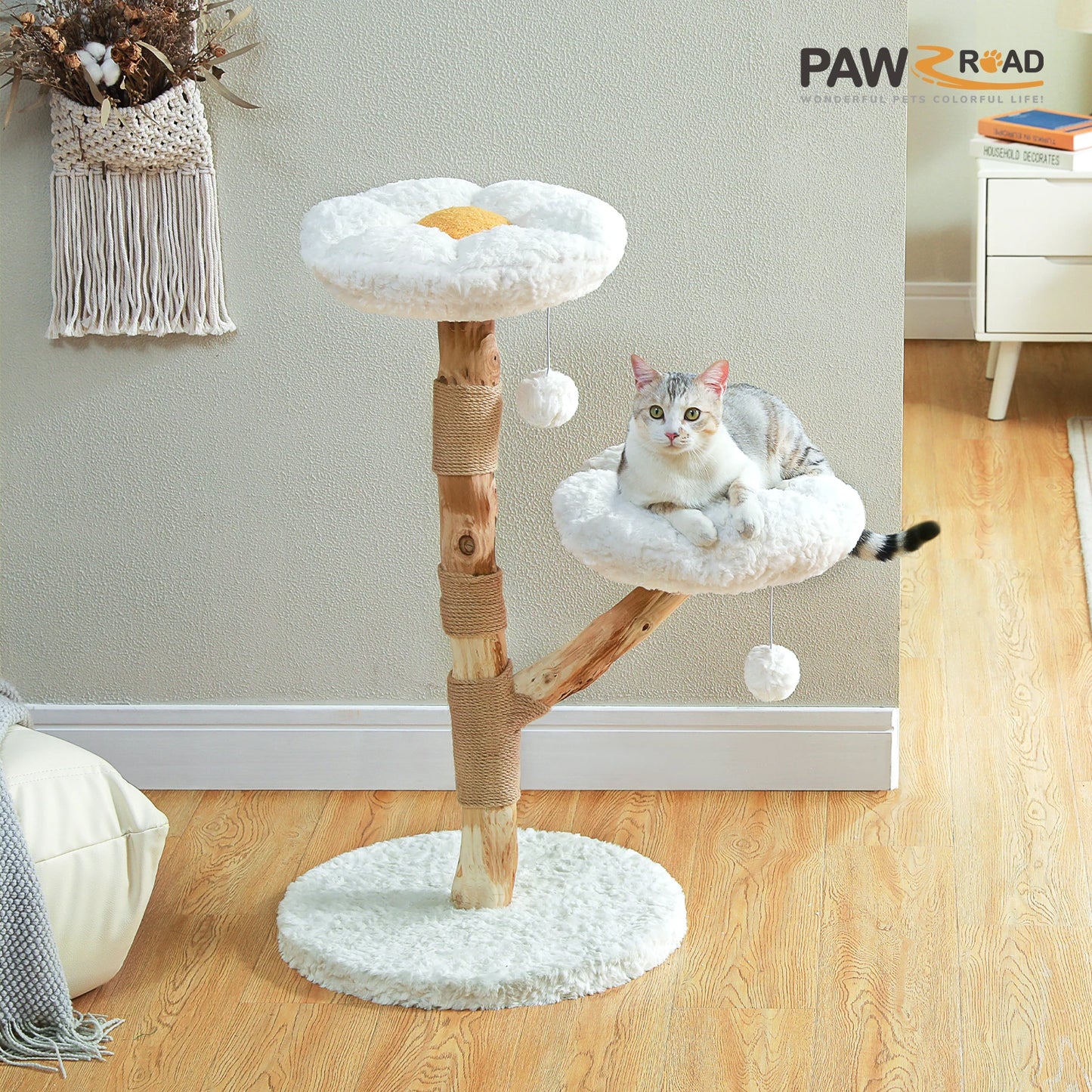 PAWZ Road Modern Cat Tree Tower Indoor Wicker Condo