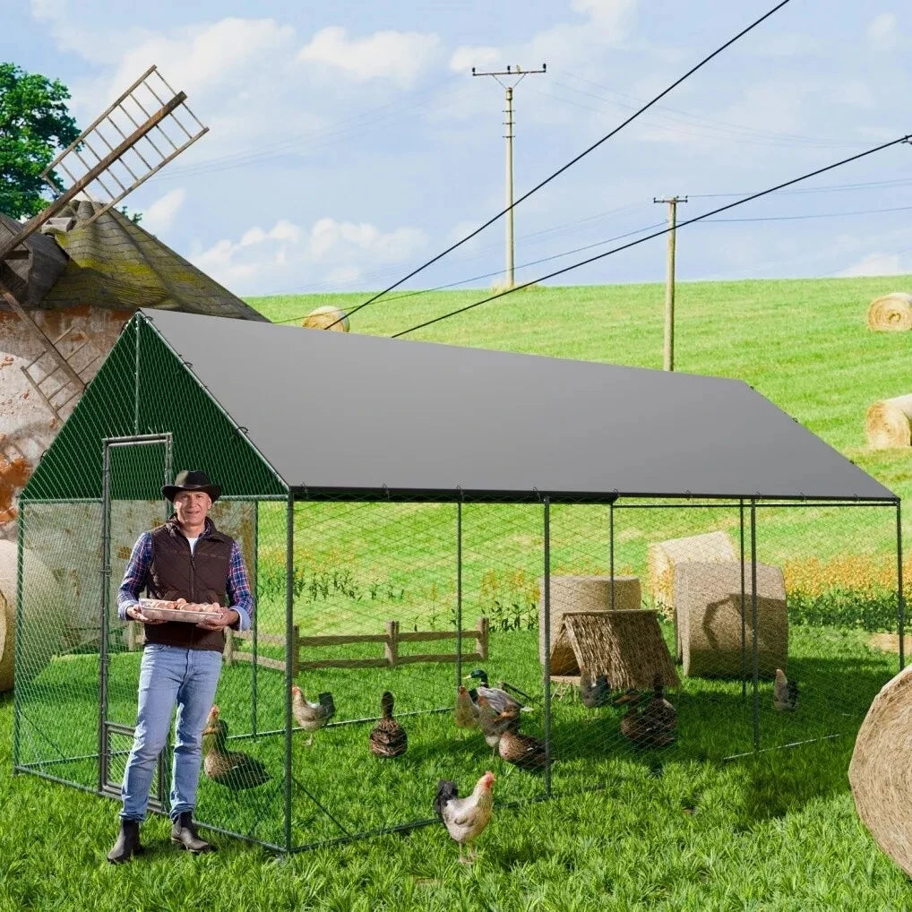 Farm Animals Metal Chicken Coop Walk In Poultry Cage Galvanized