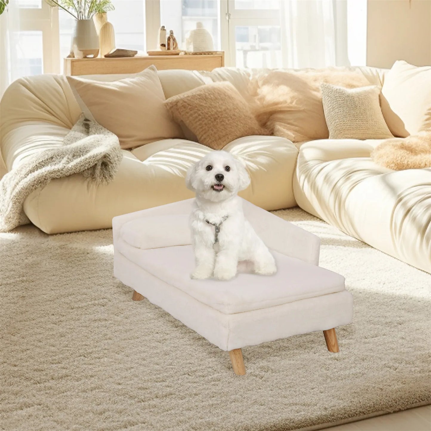 BINGOPAWCN Elevated Nordic Pet Stool Bed With Cozy Pad Waterproof