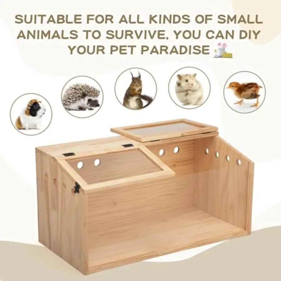 Guangdong Wooden Hamster Cage With Acrylic Window Enclosure