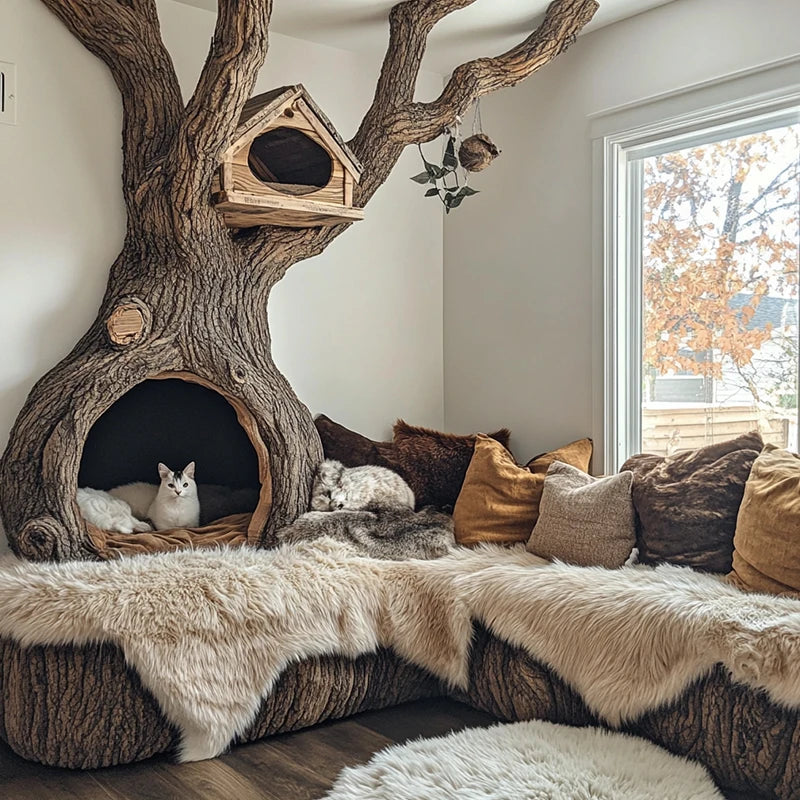 Artificial Plant Cat Climbing Frame Tree House Ornament