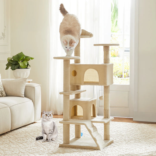 JHK Four Tier Cat Tree With Sisal Scratching Post For Home