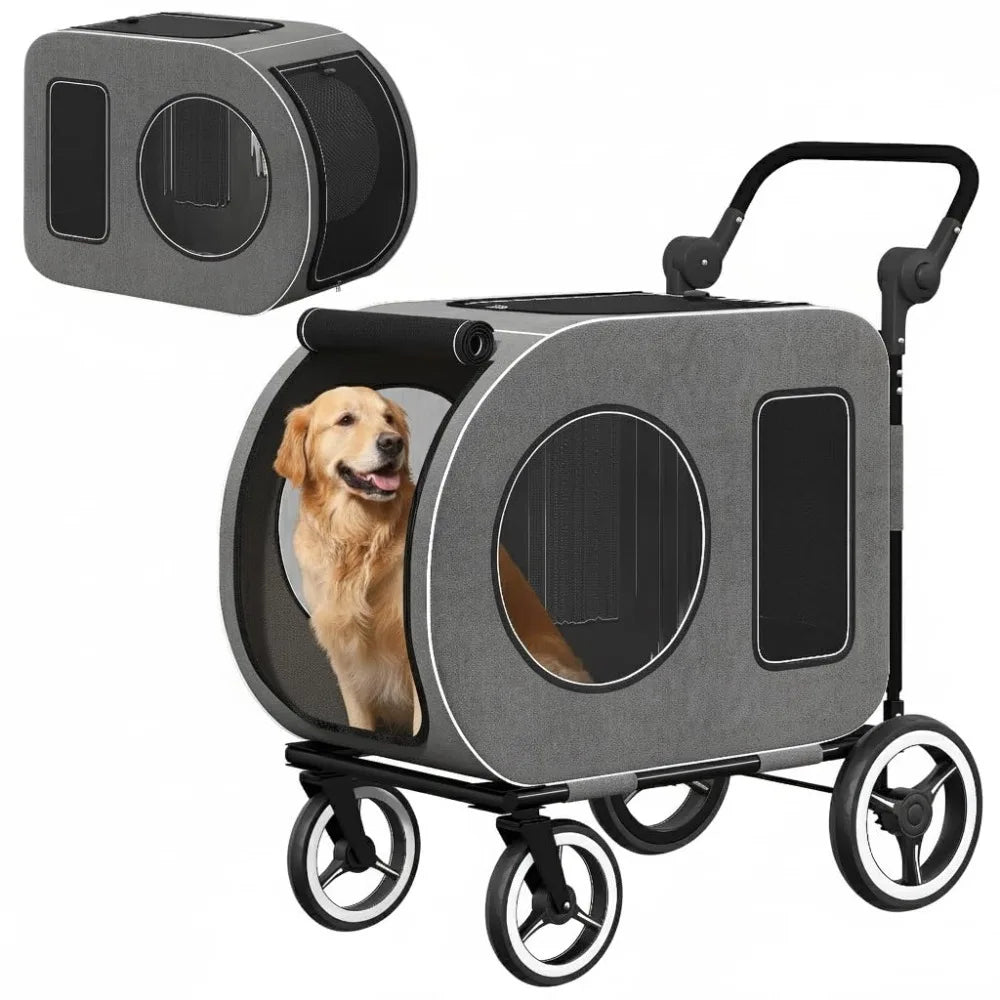 TIFICY Two Dog Stroller With Ventilated Cabin Foldable Design