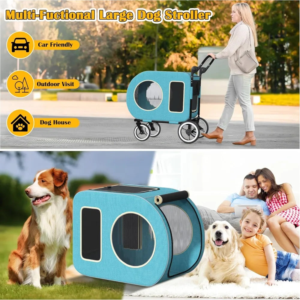 TIFICY Two Dog Stroller With Ventilated Cabin Foldable Design