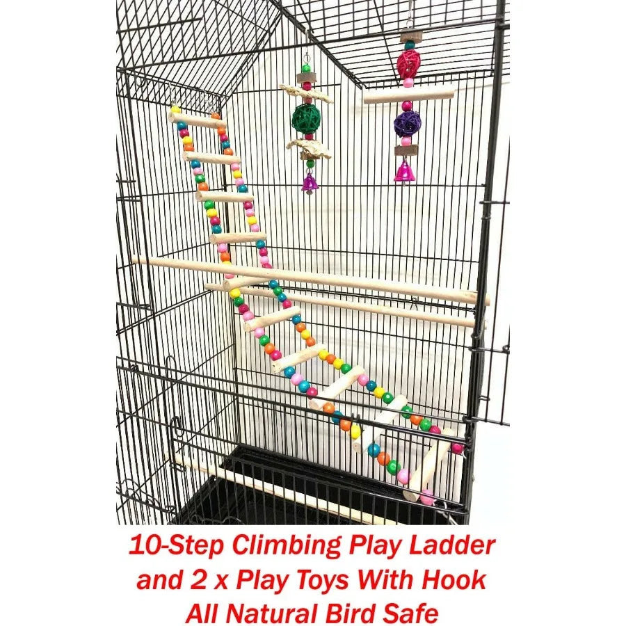 Guangdong Double Roof Top Hanging Bird Cage With Toys For Small Parrots