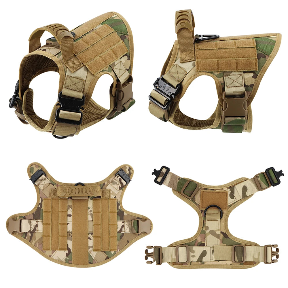 PETRAVELCN Military Large Dog Harness Vest Set For Malinois Training