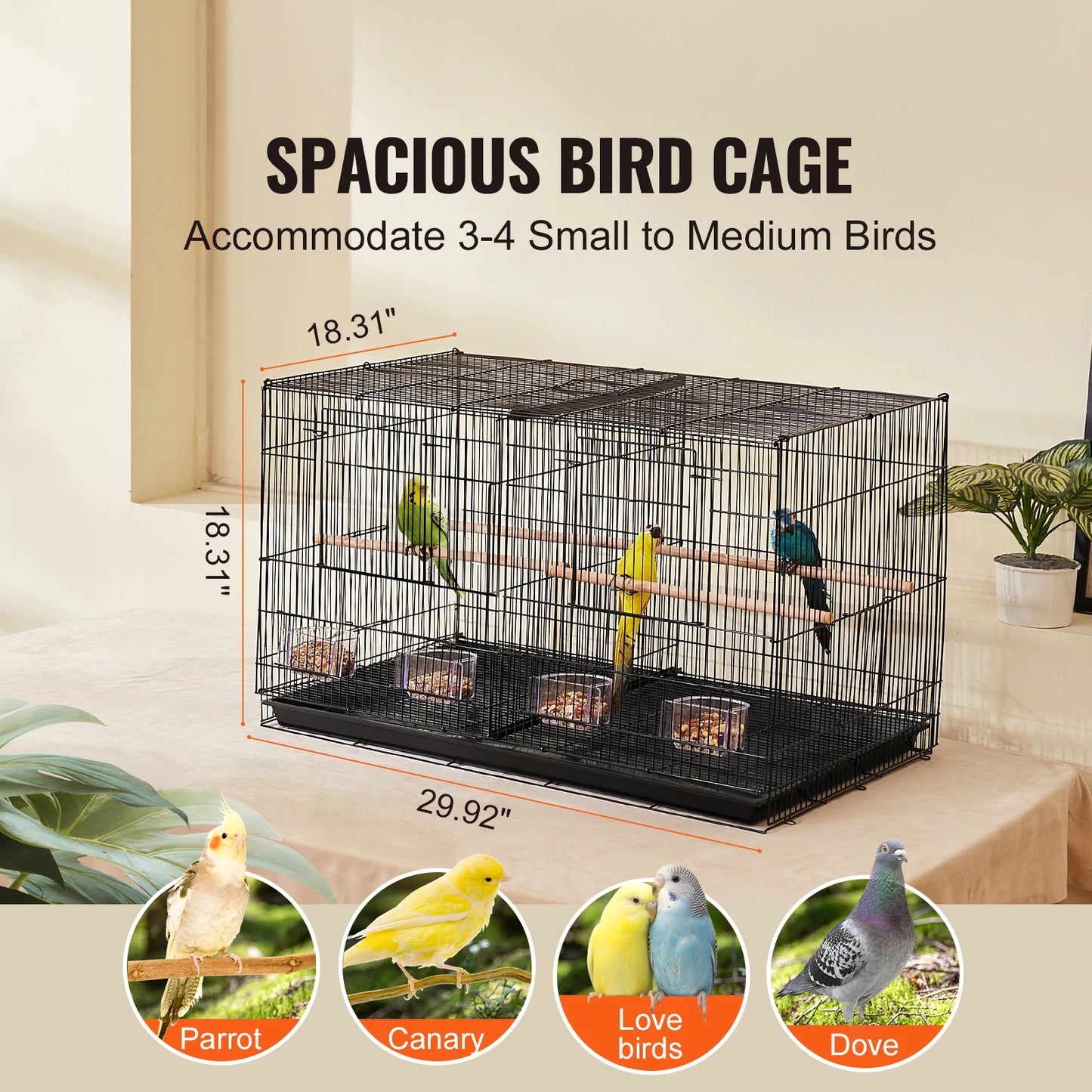 SucceBuy Flight Bird Cage Stackable Divided Small Animal Cage With Handle