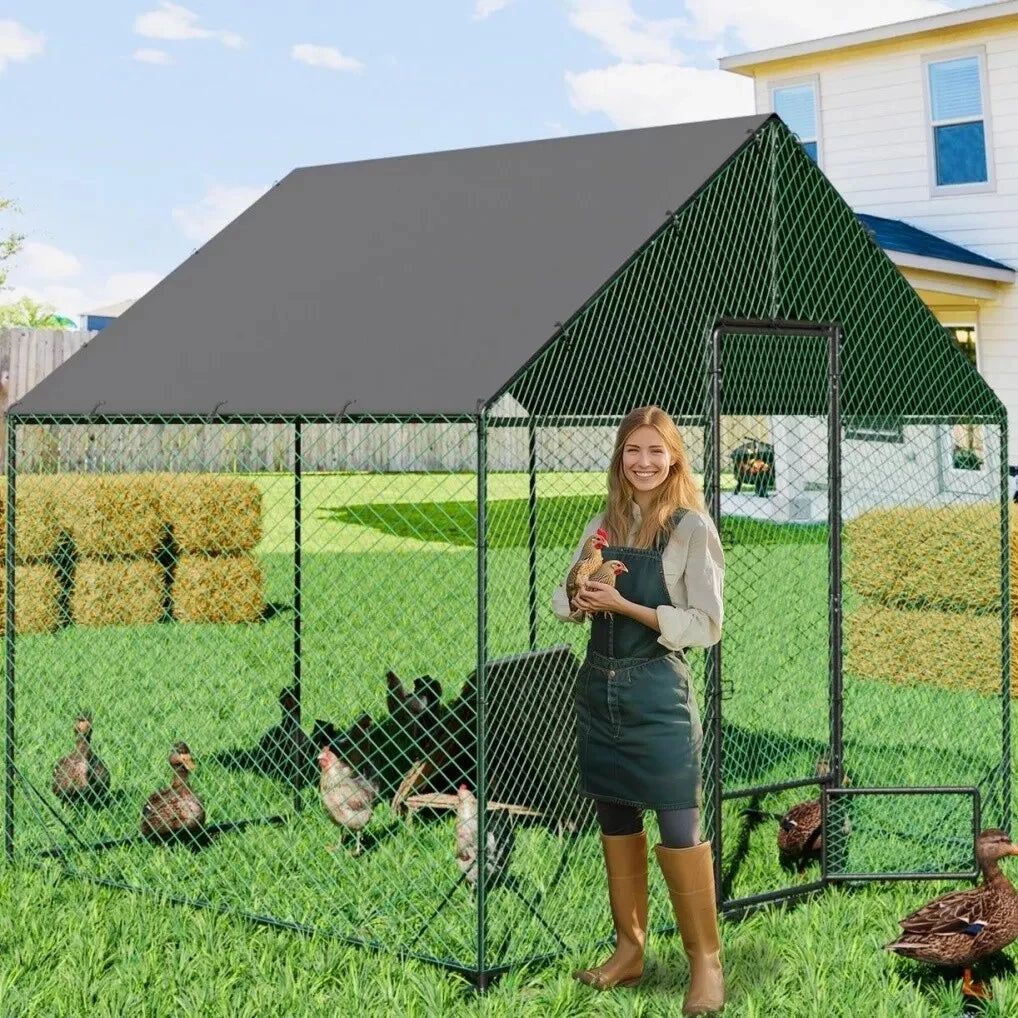 Farm Animals Metal Chicken Coop Walk In Poultry Cage Galvanized
