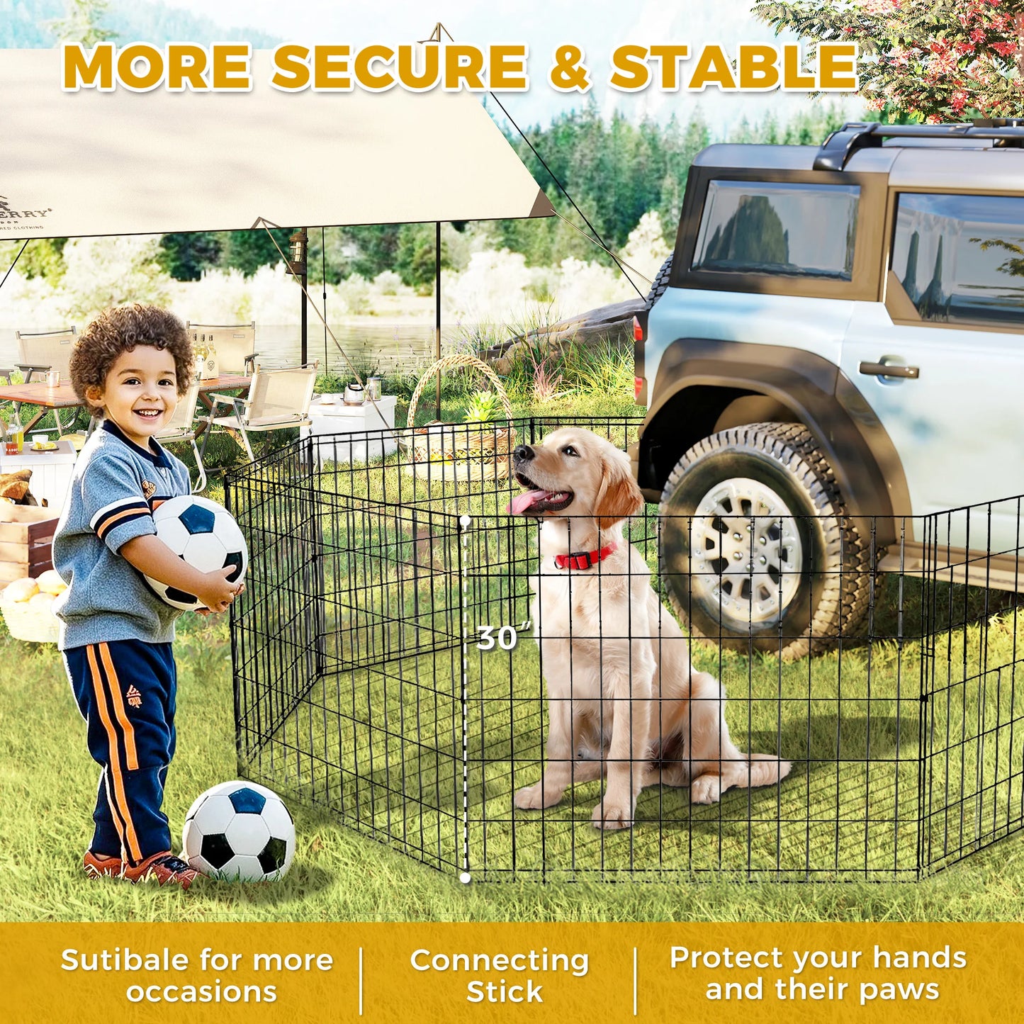 Foldable Metal Dog Playpen For Indoor Outdoor Pets Easy Assemble