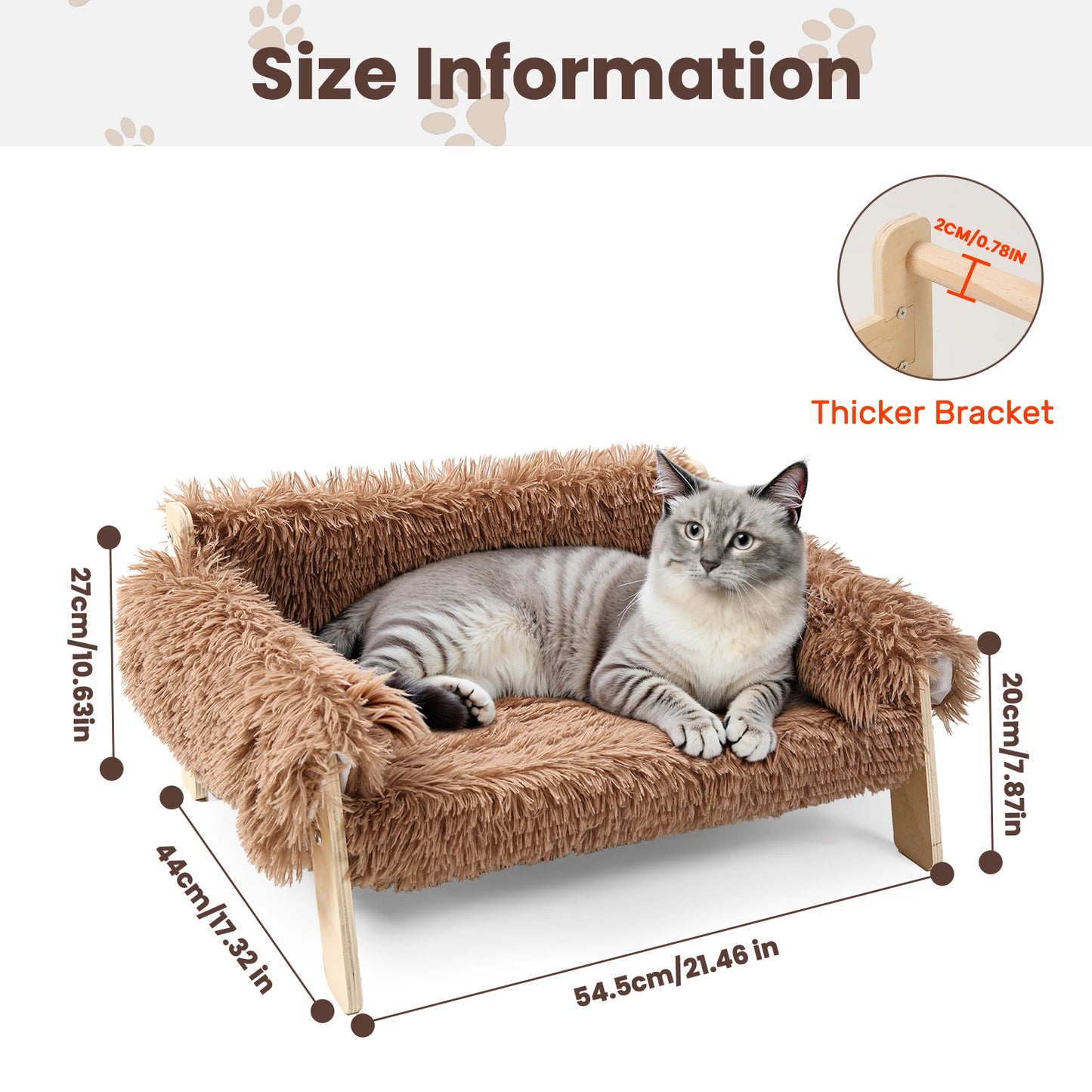 Hunan Cat Bed Raised Wooden Leg Plush Sofa for Cats