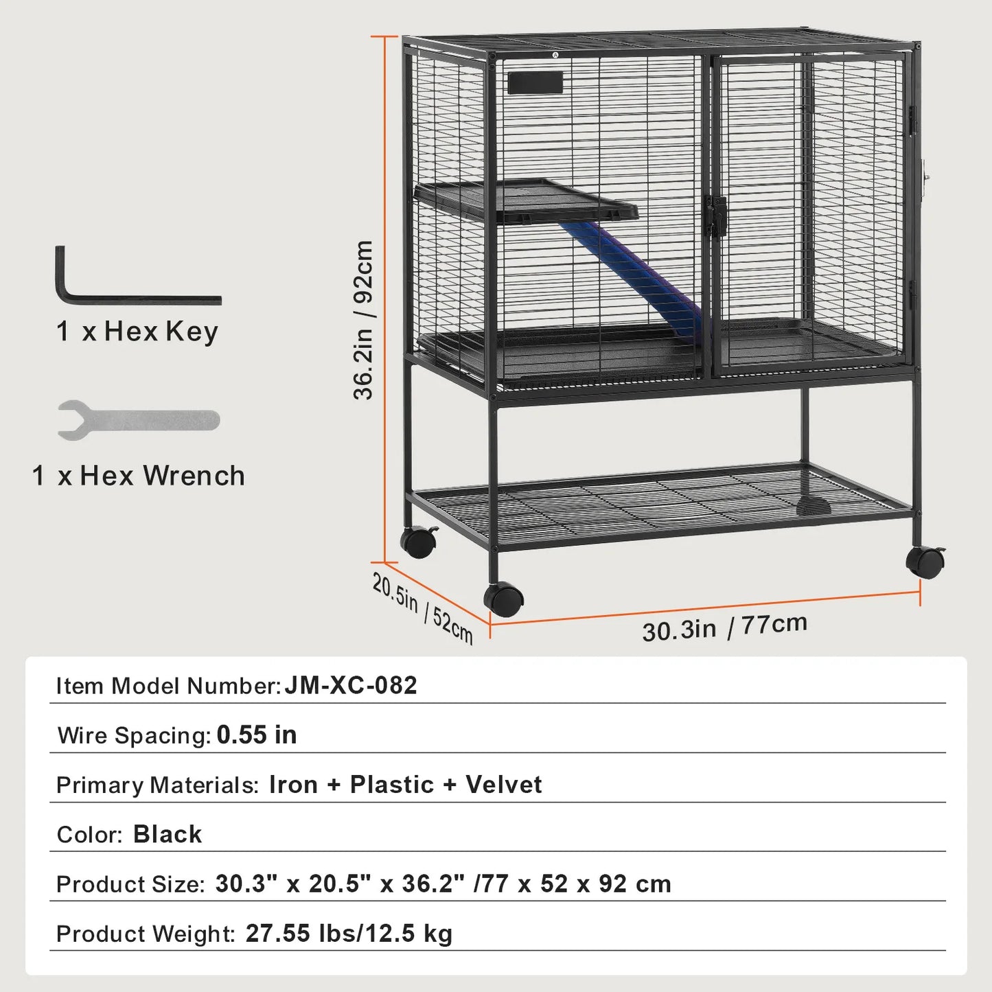 SucceBuy Rolling Metal Ferret Cage 4 Tier Small Animal Cage
