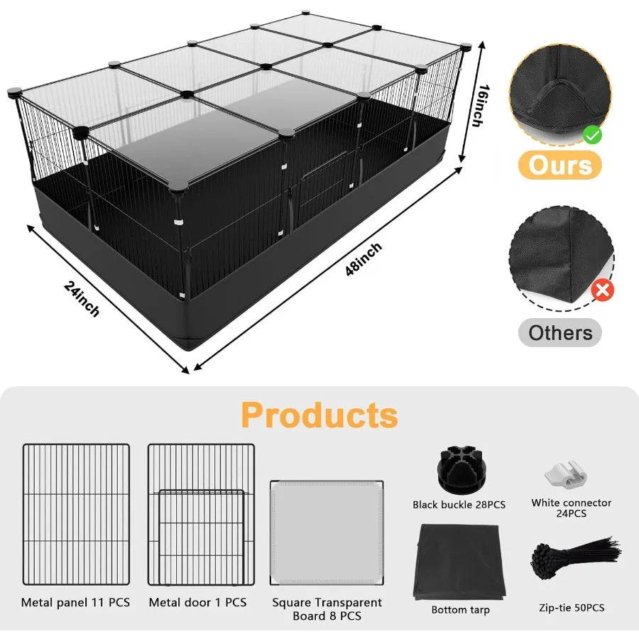 Guinea Pig Cage With Top Cover 12 Panel Playpen And Waterproof Liner