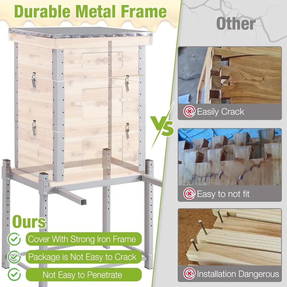 Beeswax Dipped Langstroth Beehive With Metal Frame And Stand