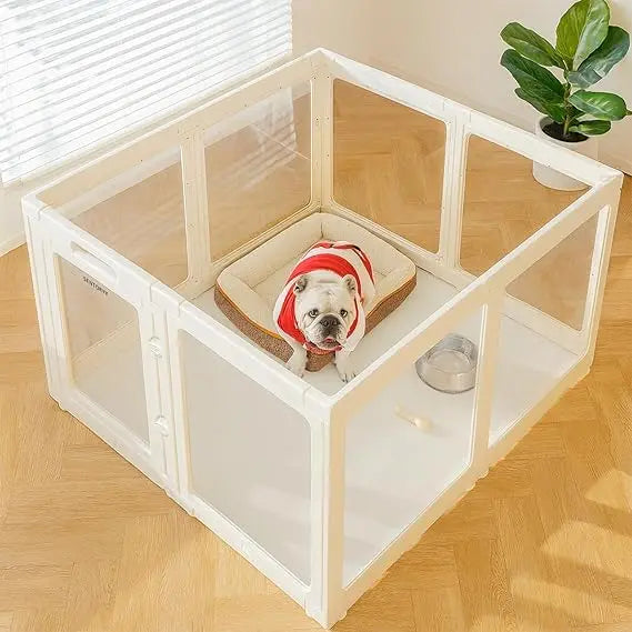 Acrylic Dog Playpen Clear Indoor Puppy Pen With Expandable Panels