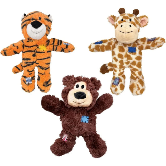KONG Wild Knots Dog Toys 3 Pack Bear Giraffe Tiger