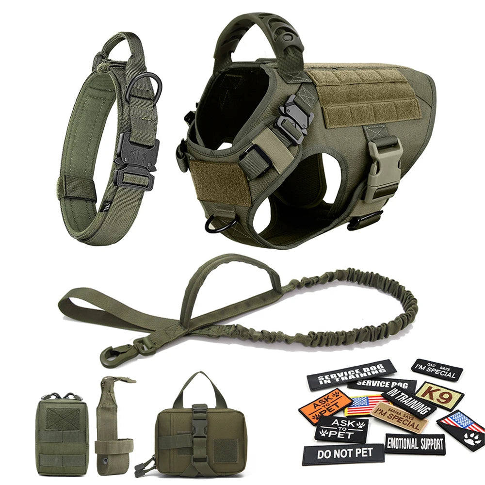 PETRAVELCN Military Dog Harness Vest With Leash And Patches