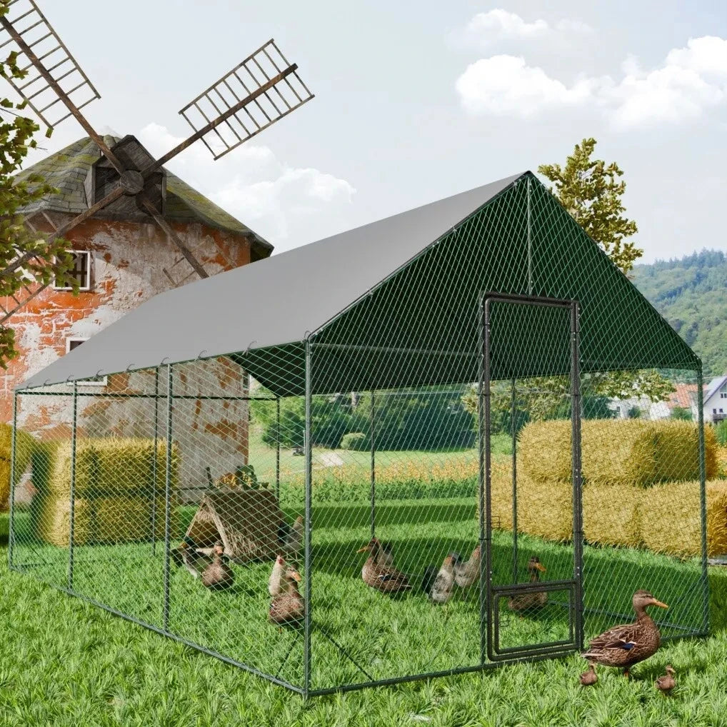 Farm Animals Metal Chicken Coop Walk In Poultry Cage Galvanized