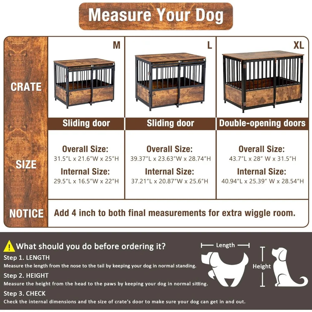 DAFIFY KOOPRO Wooden Dog Crate Furniture Kennel With Double Doors