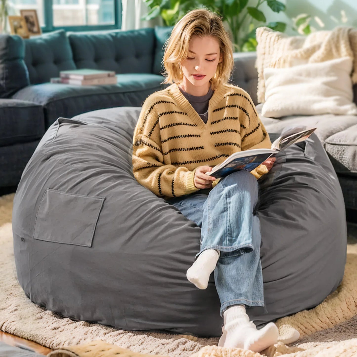 JHK Bean Bag Chair Oversized For Gaming And Reading