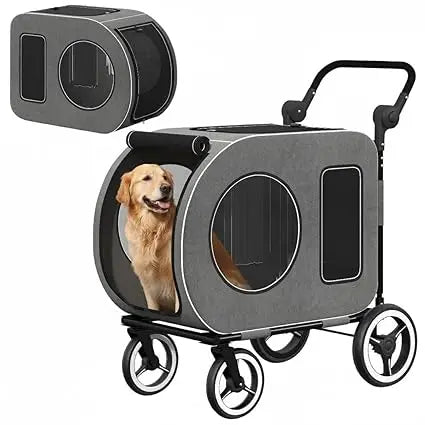 TIFICY Two Dog Stroller With Ventilated Cabin Foldable Design