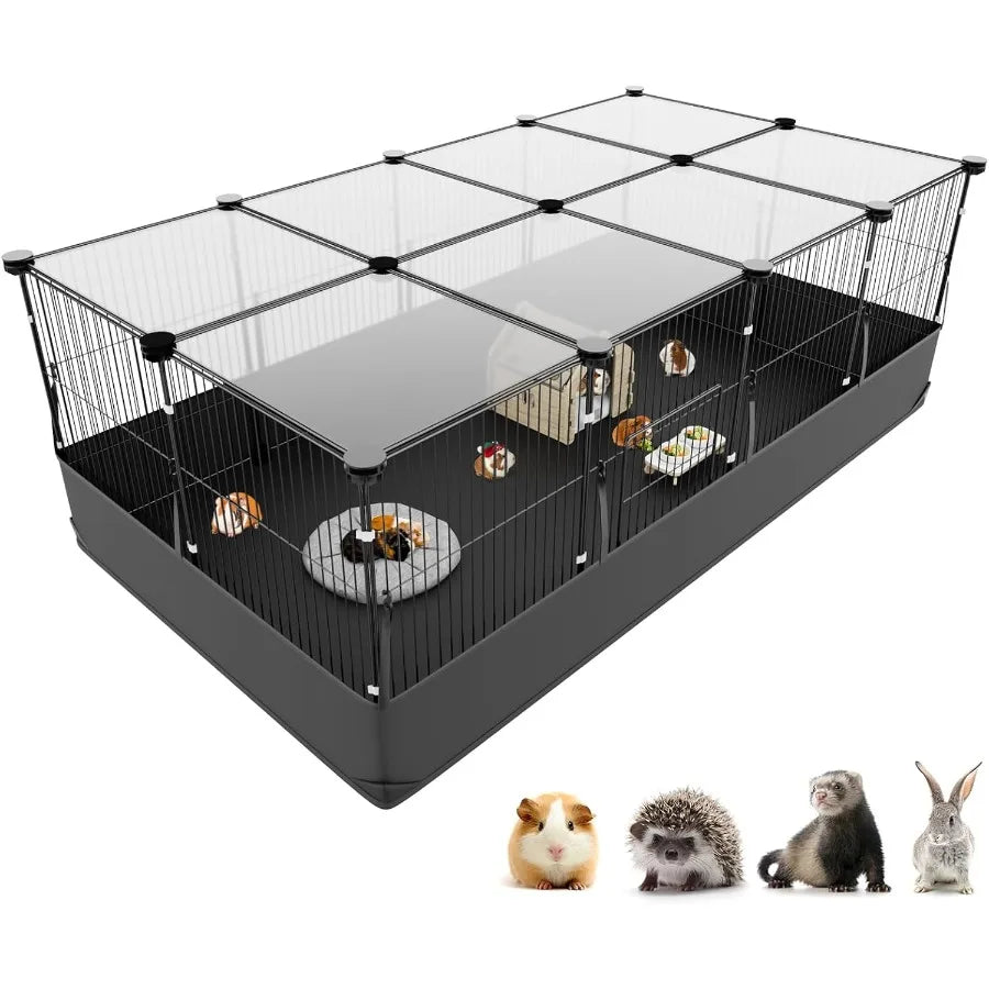 Guinea Pig Cage With Top Cover 12 Panel Playpen And Waterproof Liner