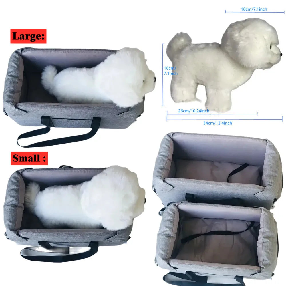 Portable Console Booster Car Seat for Small Dogs and Cats