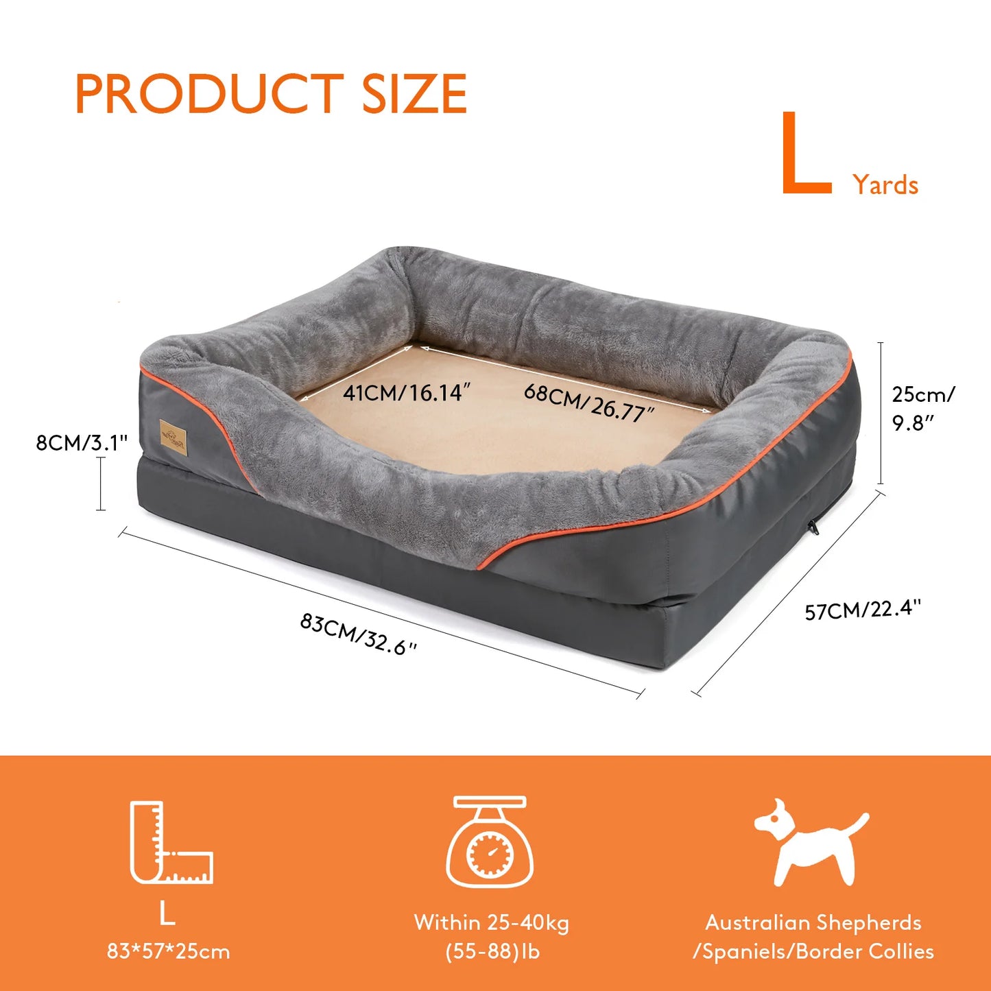 BINGOPAWCN Dog Bed With Removable Washable Cover Waterproof